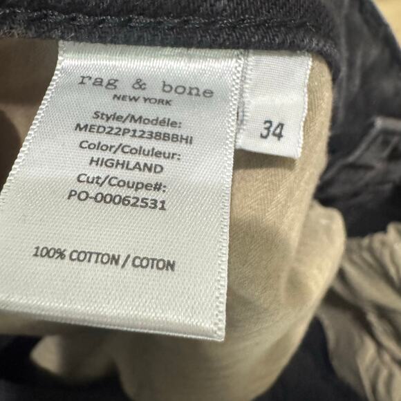 Rag & Bone Men's Beck Authentic Jeans Straight Leg Cropped Black Size 34 NWT - Picture 10 of 12